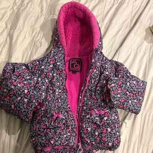 Cozy Pink and Gray Kids Puffer Jacket